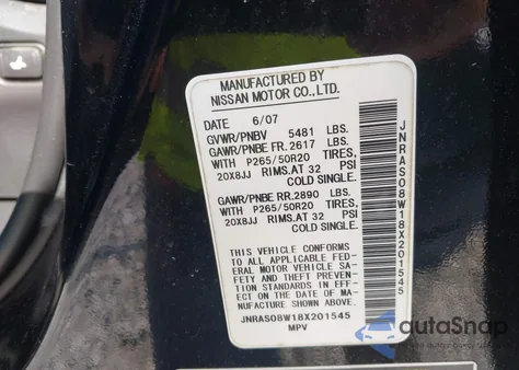 2008 Infiniti Fx35 z USA, uszkodzony, nr VIN JNRAS08W18X201545